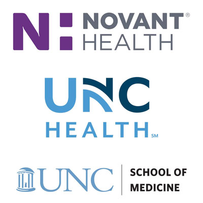 logos for Novant Health, UNC Health, and UNC School of Medicine