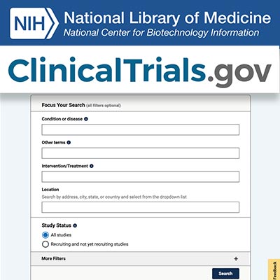 ClinicalTrials.gov website screenshot
