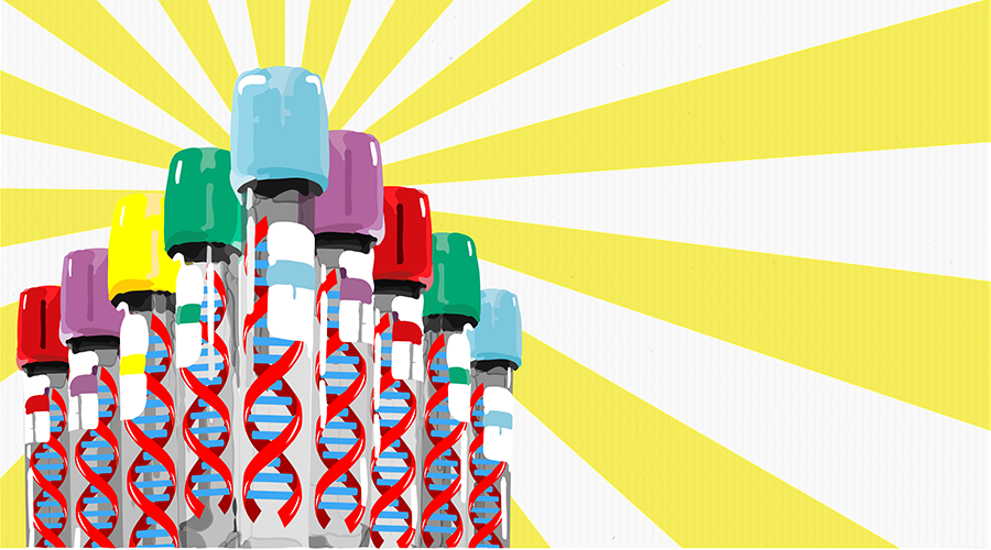 illustration of test tubes lined up in a formation, akin to superhero pose / COURTESY OF: UNC Health Talk