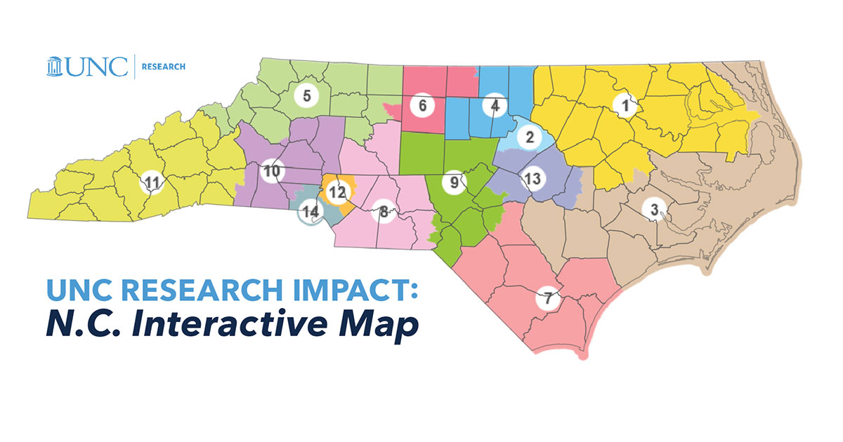 sample map showing the presence of Carolina's research enterprise in each NC county