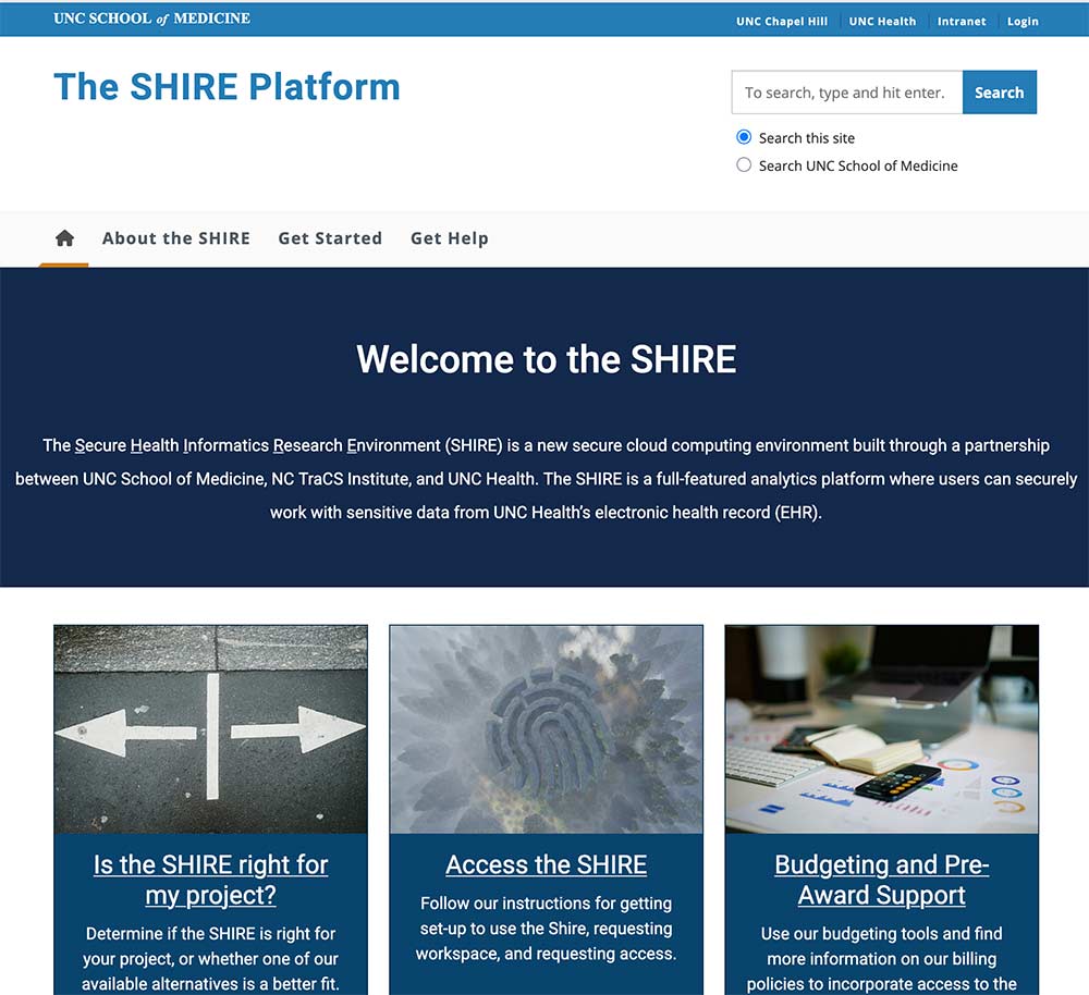 screeshot of the SHIRE website